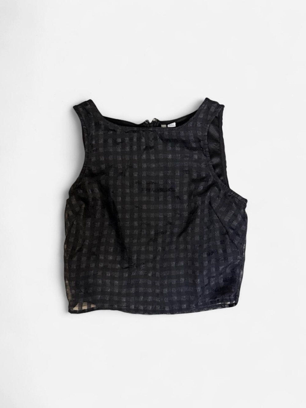 Elle Black Check-Pattern Sleeveless Tank